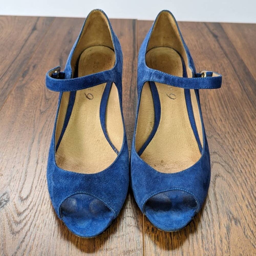 Boutique 9 Blue Suede Peep Toe heels 8M - Picture 3 of 7